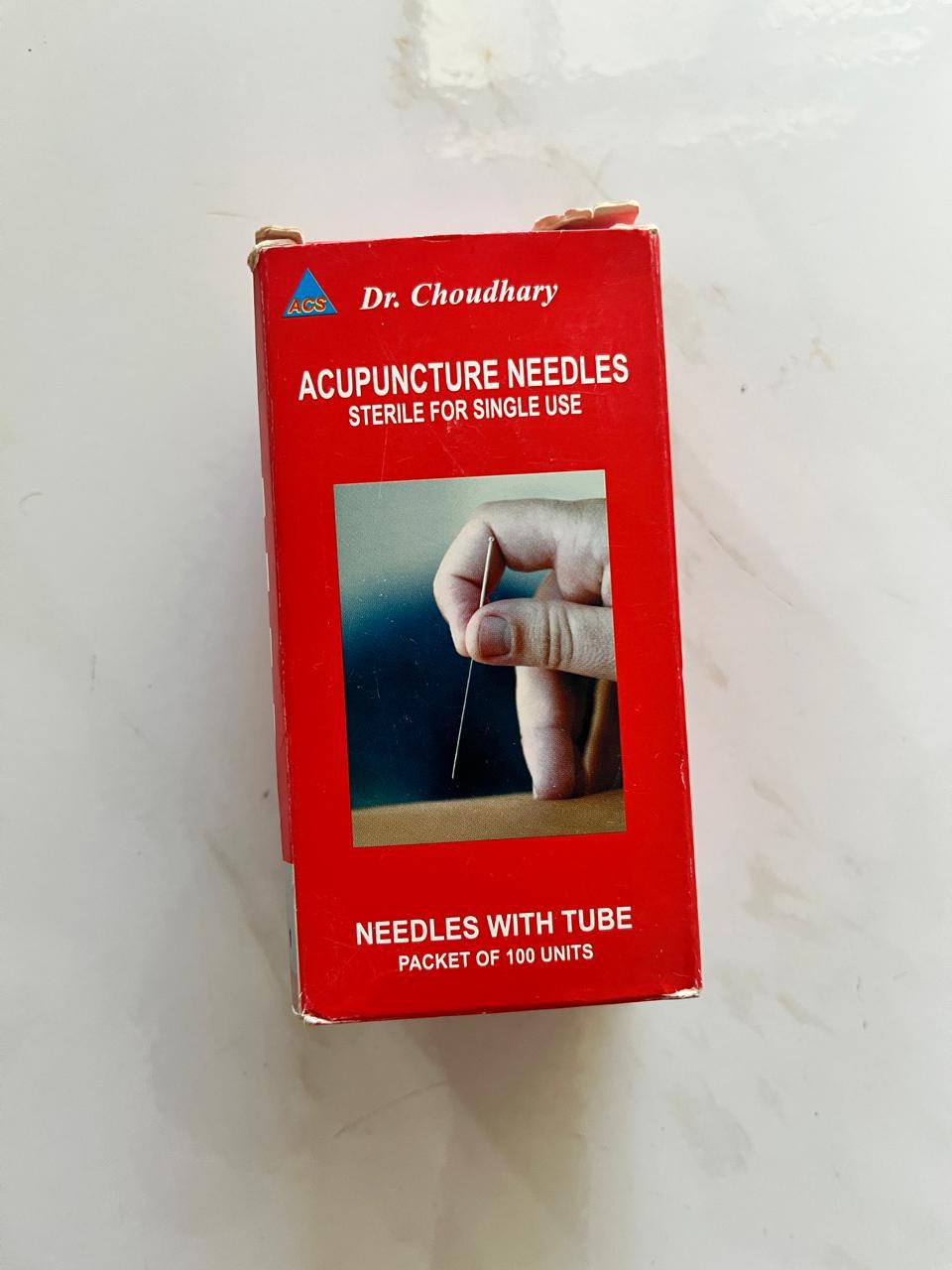 Silver Handled Acupuncture needle 100 pc with tube 0.25*25